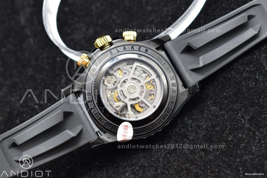 Daytona 523 SA Rubber PVD Black Strap Ceramic Gold Skeleton on Dial Edition Best Blaken GETF Bezel Colorful 1116